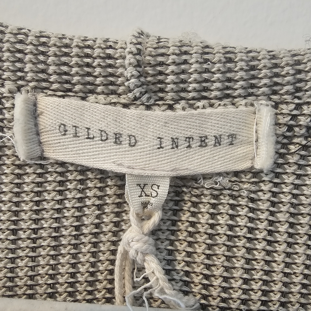 Gilded Intent Lace-Up Ribbed Knit Top XS Tan & Black Boho Crop - Picture 5 of 5